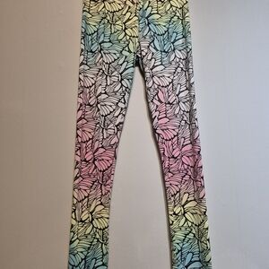 Puma Girls' Pastel Gradient Butterfly Leggings - Pink, Blue & Yellow